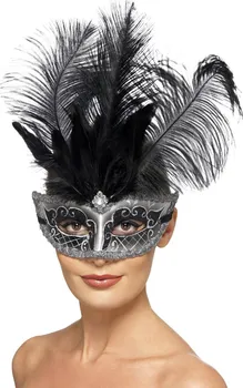 Karnevalová maska Smiffys 27557 Benátská maska s černým peřím