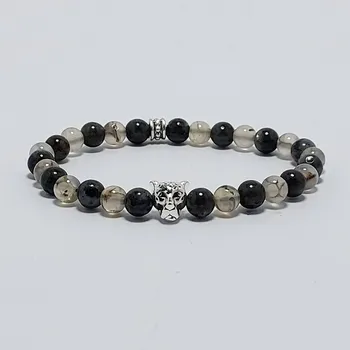 Náramek Pánský náramek z minerálů 6 mm - labradorit a drakonitý achát