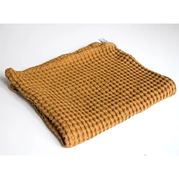 Ručník Snový svět Lněný ručník vaflový okrový - 48% len Rozměr: 50 x 50 cm