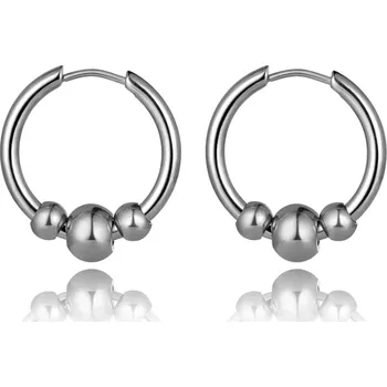 Náušnice B-TOP Dámské kruhové náušnice s perličkami Trio - nerez ocel