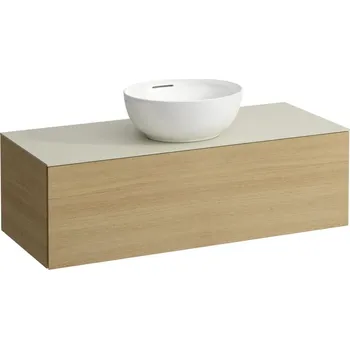 Umyvadlo Alessi One - zásuvkový element 1200, s jednou zásuvkou, s výřezem uprostřed, top Calce Avorio vč. otvoru pro baterii, pro umyvadlo H818975/6, H818977/8, světlý dub H4313150972501