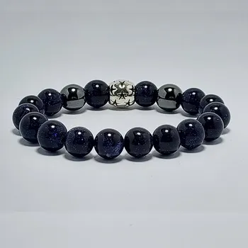 Náramek Pánský náramek z minerálů 10 mm - blue sandstone a hematit