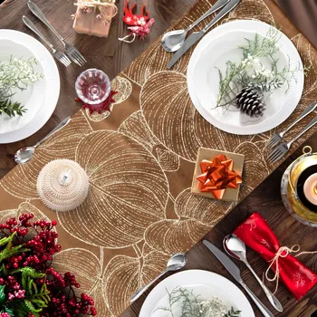 ubrus Elegantní sametový běhoun na stůl BLINK 16 hnědý Rozměr běhounu (šířka x délka): 35x140cm