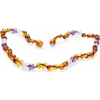 Dětské navlékací korálky Baltský jantar Jantarové korálky pro děti proti bolesti s ametystem a achátem