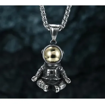 Náhrdelník B-TOP Punkový náhrdelník z nerezové oceli s přívěskem Astronauta