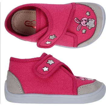Dívčí bačkory Bačkory plátěnky 3F 2Be4/1R bar3foot super flexi růžové se zajíčkem barefoot, suchý zip velikost: 21