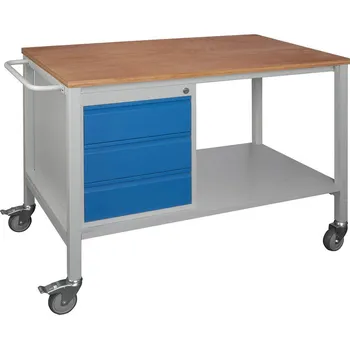 Dílenský stůl POJÍZDNÝ MONTÁŽNÍ STŮL MS1203Z, 1200 mm + zásuvkový kontejner IG232