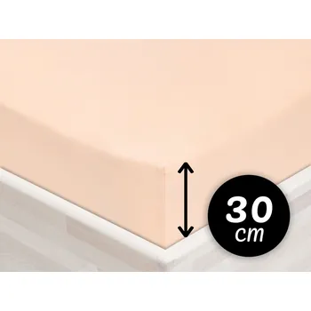 Prostěradlo Jersey napínací prostěradlo na vysokou matraci JR-021 Pudrové 180 x 200 - výška 30 cm