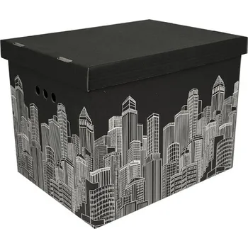 Úložný box Dekorativní kartonová krabička CITY MĚSTO XL úložný box, velikost 42x32x32cm (Dekorativní krabice. Box je vyroben z pevné lepenky a hodí se ideálně k přechovávání různých předmětů jako je oblečení, hračky, knihy a jiné drobnosti. Díky dekorativnímu potisk