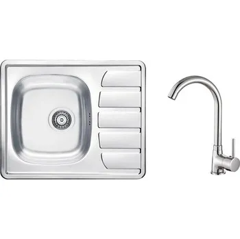 Kuchyňský dřez Nerezový dřez s baterií ALVEUS Zoom 10 Natur 615x500x0,6 mm + baterie Karina SETA267