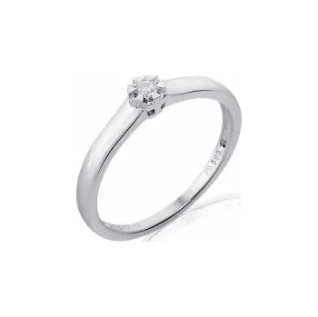Prsten Zásnubní prsten s diamantem, bílé zlato brilianty 3861829-0-52-99 (3861829-0-52-99)