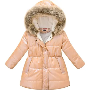 Praktická a velmi pohodlná dívčí zimní bunda s kožíškem Barva: Oranžová, Velikost: 120 (5 let)