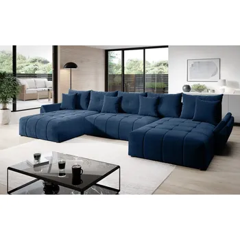 Sedací souprava Rozkládací rohová sedačka MORDEN U modrá