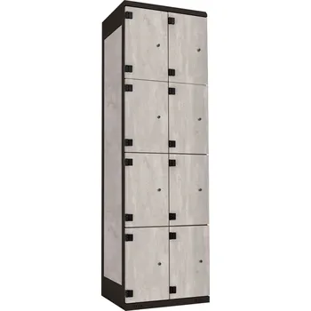 TRITON šatní skříň s 8 boxy kov-lamino T1970, černá - beton + doprava zdarma