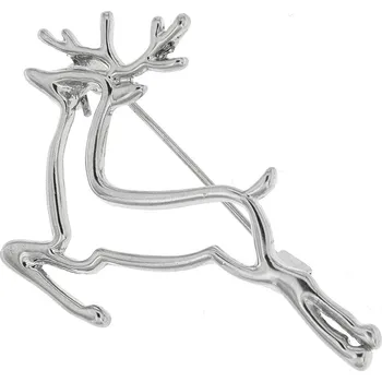 Brož Vánoční brož - letící sob, stříbrné barvy