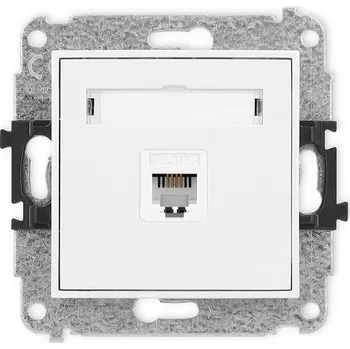 Elektrická zásuvka KARLIK Telefonní zásuvka 1x RJ11, 4 pinový, bez popisového pole Barva: Matná bílá