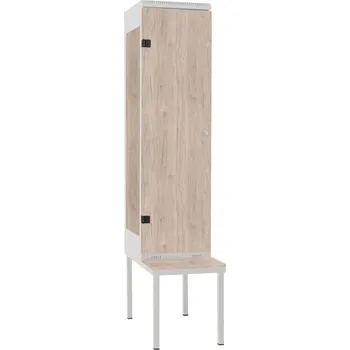 Šatní skříň TRITON šatní skříň 1-dveřová s lavicí, kov-lamino T2195, šedá - ořech Light Rockrord + doprava zdarma