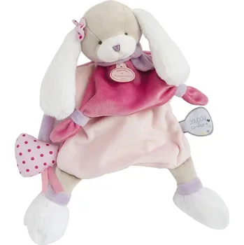 plyšák Doudou et Compagnie Paris Doudou Plyšový maňásek pejsek růžový 28 cm