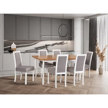 Jídelní set Jídelní set 6+1 Havel Vyberte Tkaninu:: Tkanina 26, Vyberte Moření:: Deska ořech, ostatní bílé