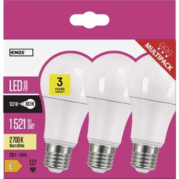 LED žárovka Classic A60 14W E27 teplá bílá, 3 ks