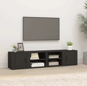 Obývací stěna vidaXL TV skříňky 2 ks 80 x 31,5 x 36 cm kompozitní dřevo [819441] Barva: Černá