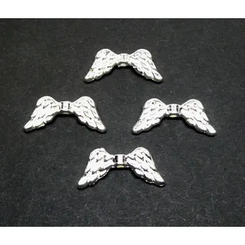 Korálek Kovové korálky křídla 9x20 mm, barva stříbrná