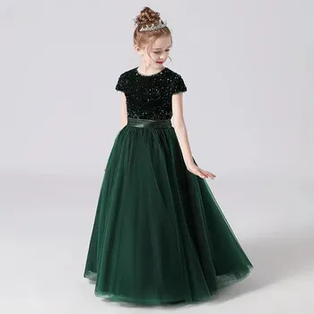 Dívčí oblečení Čína Nádherné princeznovské dívčí šaty s bohatou sukní, 3 - 16 let Barva: zelená, Velikost: 4/4-5 let