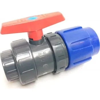 Pooltechnika 2-cestný kulový kohout d50 přechodný PVC/PE AS