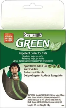 Antiparazitikum pro kočku Sergeant´s Pet Company Green obojek pro kočky 35 cm