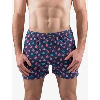 Pánské oblečení GINA pánské trenky volné, šité, s potiskem 75200P tm.popel muškátová 46/48