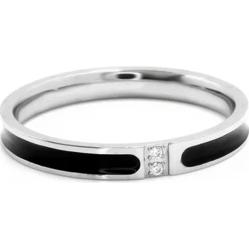 Souprava šperků Ocelový prsten černý s kamínkem