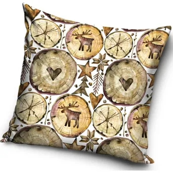 Dekorativní polštářek TipTrade (CZ) • Vánoční polštář Dřevěné ozdoby - 40 x 40 cm