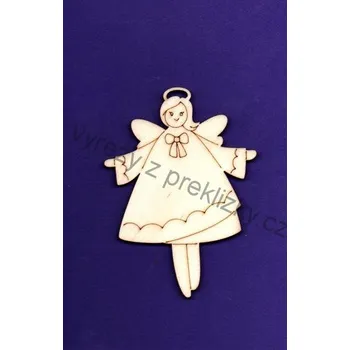 Vánoční dekorace Dřevěné výřezy, G85, Anděl, cca 7x9,5cm, 1ks