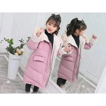 Velmi kvalitní dívčí zimní bunda s odepínací kožešinkou na kapuci Barva: Růžová, Velikost: 120 (4-5 let)