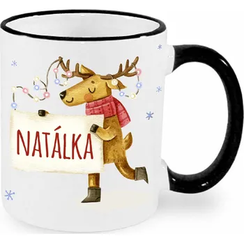 Vánoční hrnek - Sob se jménem Natálka Barva: Černá