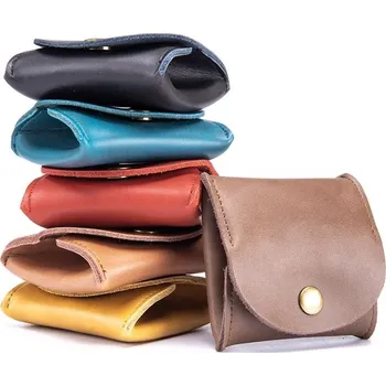 Mini peněženka na drobné, klíče, sluchátka, vintage, kožená Tyrkysová