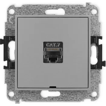 Elektrická zásuvka KARLIK Zásuvka pro PC 1x RJ45, kat 7, stíněný, 8 pin, bez popisového pole Barva: Matná šedá