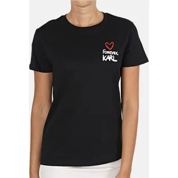 Dámské tričko Dámské černé triko Karl Lagerfeld - Velikost M, Barva Černá 55602 205W1702