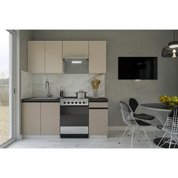 Kuchyňská linka Nábytek Pyramida, s.r.o. Kuchyňská linka SILVINKA 180 satin/clay grey