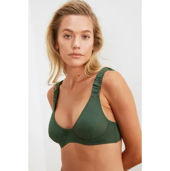 Dámské plavky Dámské plavky vrchní díl Trendyol Ruffle detailed Trendyol kaki 1476030