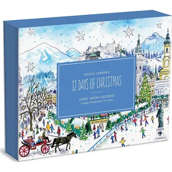 Puzzle Galison Michael Storrings 12 Days of Christmas Advent Puzzle Calendar 12x 80 dílků