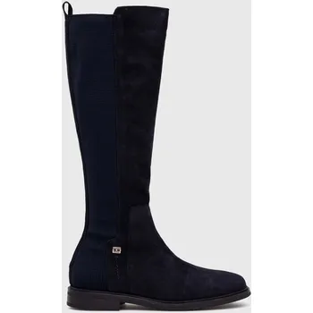Dámské kozačky Tommy Hilfiger Essentials Suede High Zip-Up Boots FW0FW07476DW6
