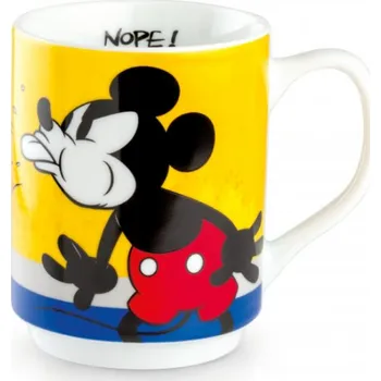 Egan Italy Egan - Porcelánový hrnek grimasa Mickey Mouse, žlutý podklad - 350 ml