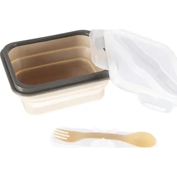 dětská jídelní sada Zopa Silikonový svačinový box s příborem malý Sand Beige