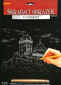 vyškrabávací obrázek ArtLover škrabací obrázek 25 x 20 cm stříbrný Karlštejn