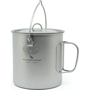 Kempingové nádobí Titanový hrnec 1250 ml s pokličkou a závěsným madlem