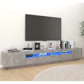 Televizní stolek vidaXL TV skříňka s LED osvětlením 260x35x40 cm [3120173] Barva: Betonová šedá