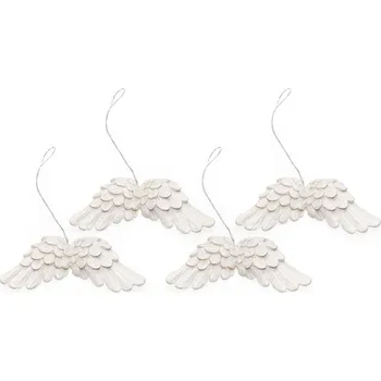 Vánoční ozdoba Vánoční ozdoby andělská křídla plastová 7,5 cm bílé 4 ks