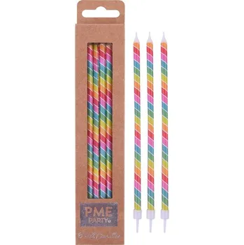 Dortová svíčka Svíčky – Dlouhé duhový mix (6 ks) PME