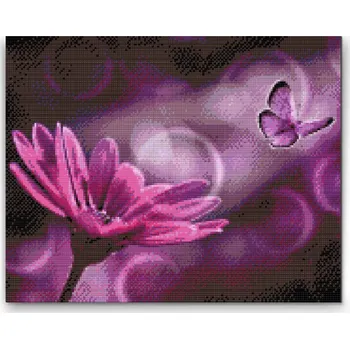 Diamantové malování Diamantové malování - Motýl a gerbera Velikost: 30x40cm, Rámování: Pouze srolované plátno, Diamanty: Čtvercové